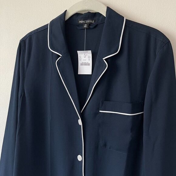 J.Crew Factory Piped Pajama Blouse Shirt - Picture 3 of 6